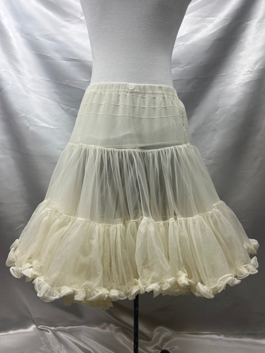 Vintage Ladies 2 layer Cream Rockabilly Petticoat, Crinoline OS- Preowned