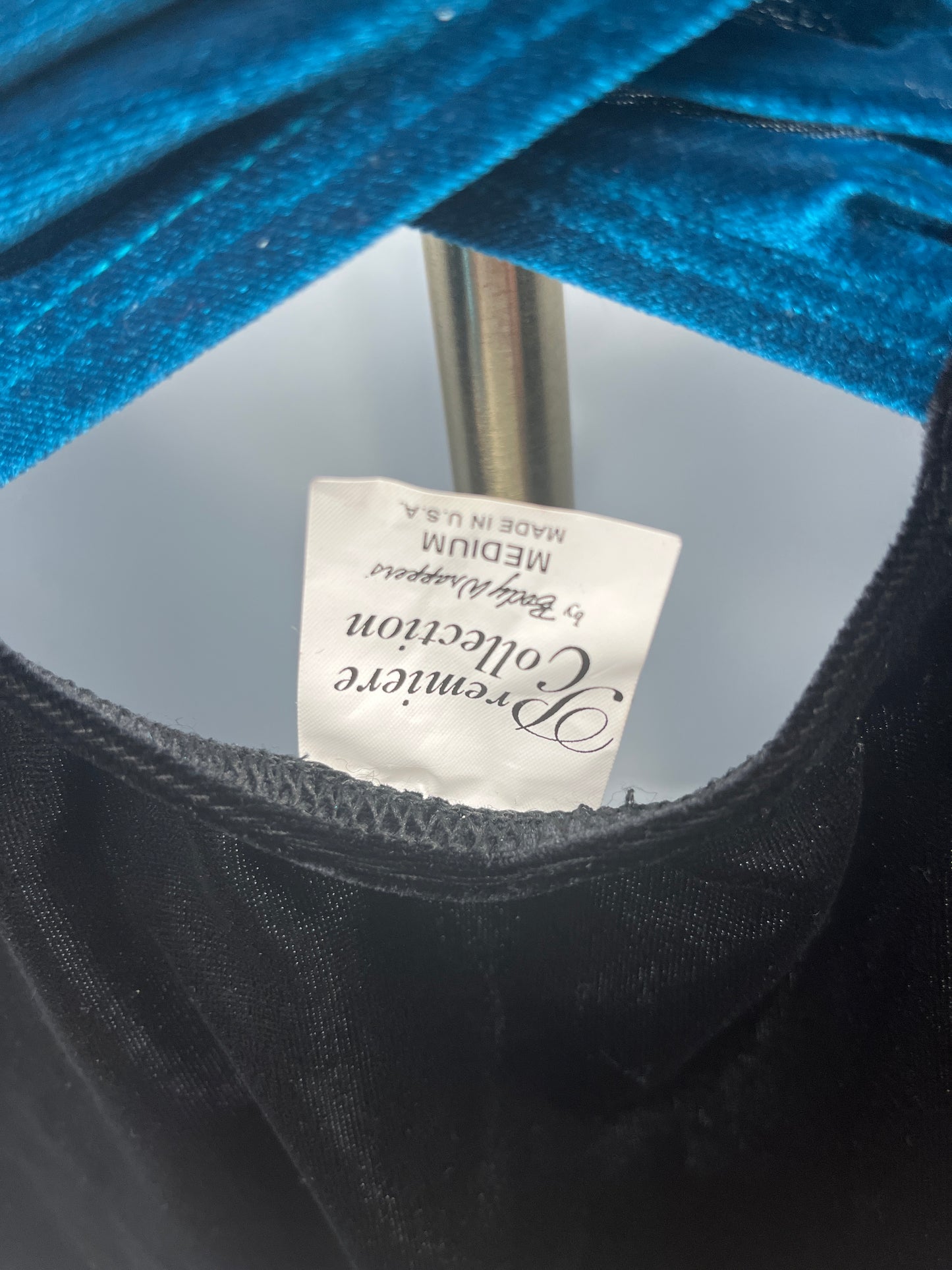 Body Wrappers Velvet Black & Teal Halter Leotard Adult Medium #P7030