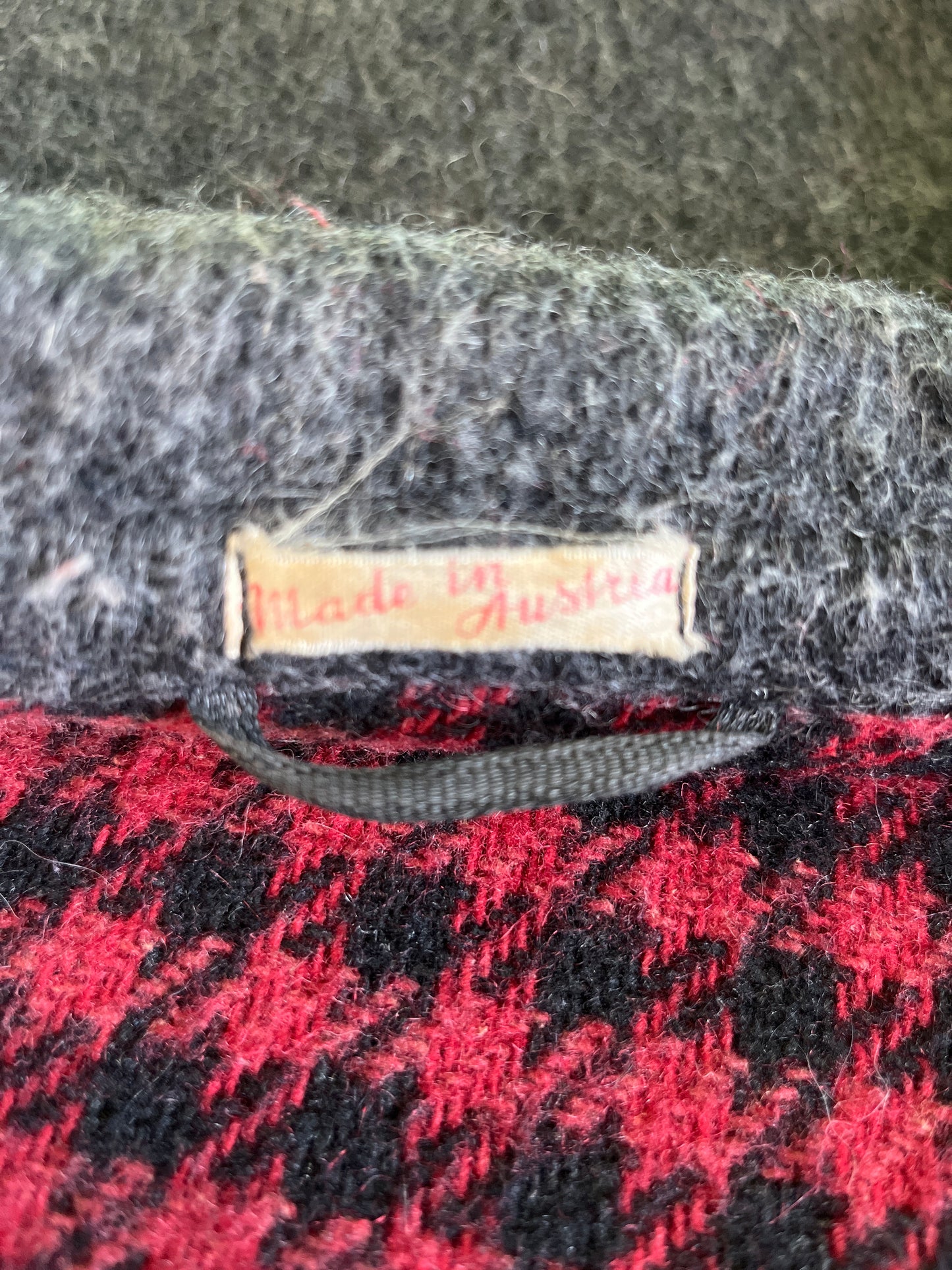 Vintage Grey, Red Trim Wool Ladies Cape