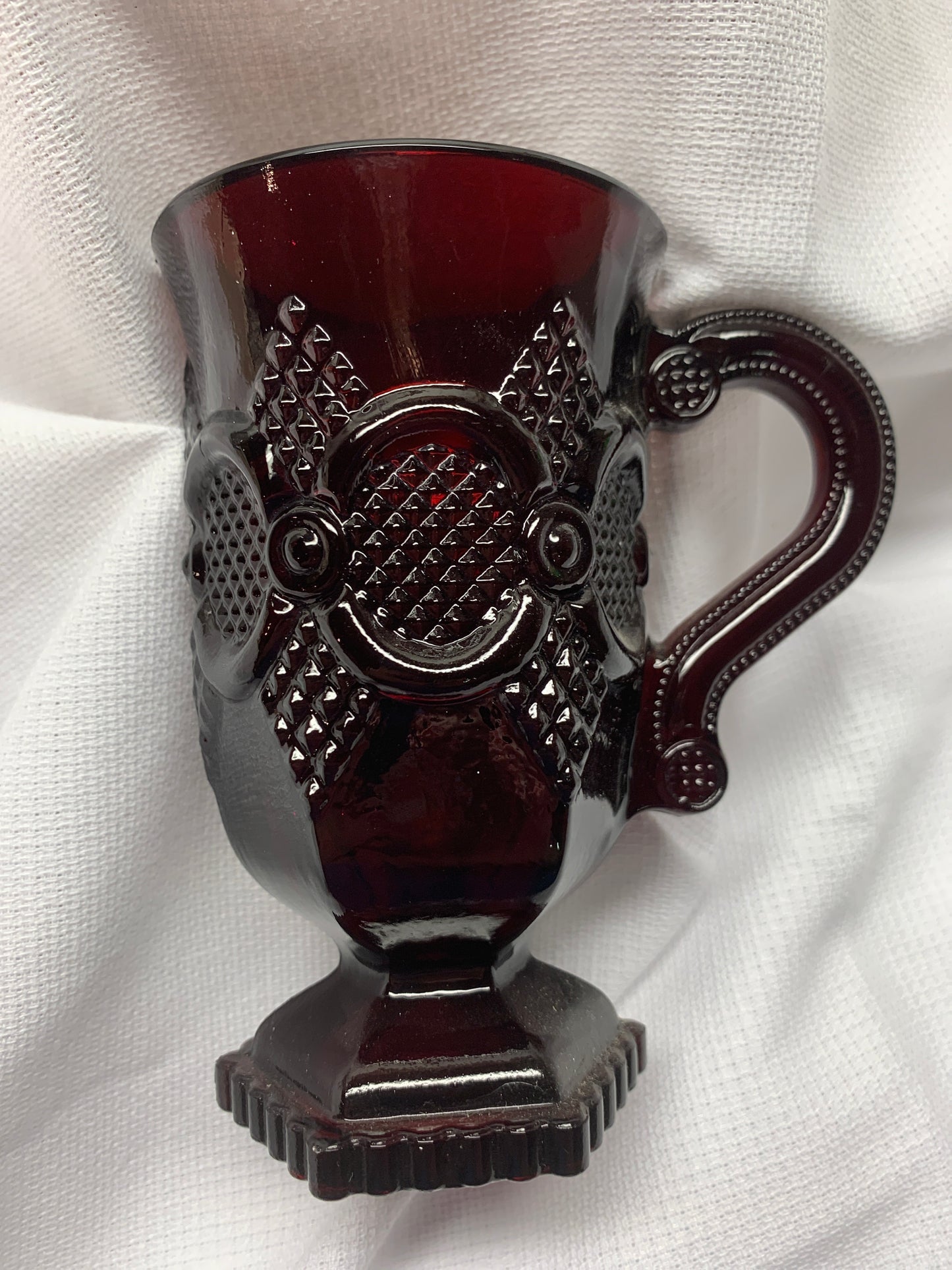 Vintage Ruby Red Glass Dessert Plates Cape Cod by Avon 7 1/2" VG preowned