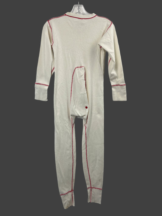 Vintage Union Suit Long Johns  XS-Small White w/ Red Trim Preowned
