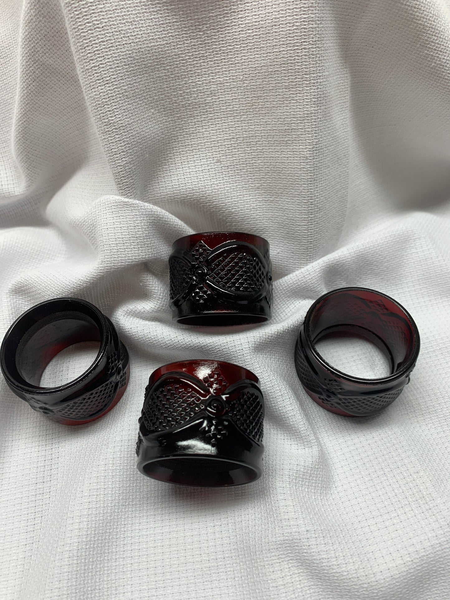 Vintage Ruby Red Glass Dessert Plates Cape Cod by Avon 7 1/2" VG preowned