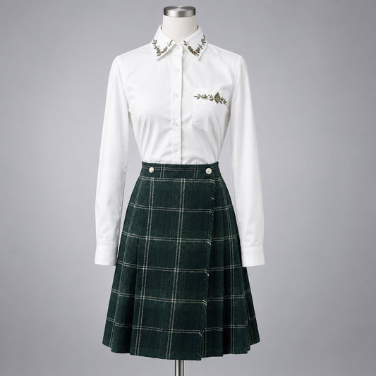 Kilt Skirt Pleated Wool Women's Green Plaid Size 6 - CC Courtenary