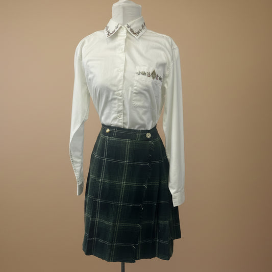 Kilt Skirt Pleated Wool Women's Green Plaid Size 6 - CC Courtenary