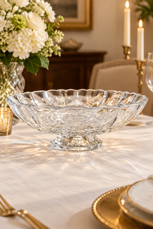 Vintage MCM Indiana Glass Amber Glass 12” Fruit Bowl, Grape Vine