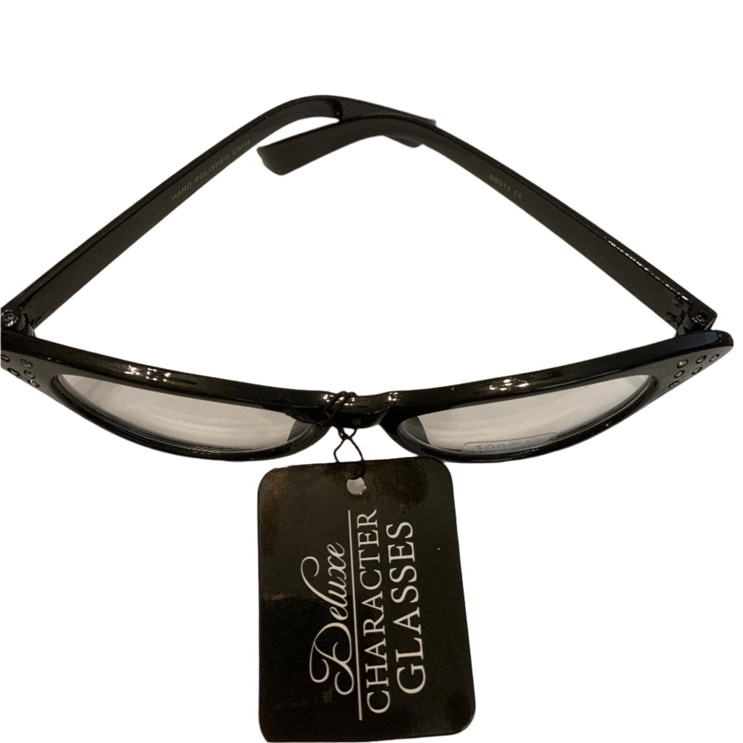 50's Rhinestone Deluxe Clear Lenses Glasses Cat Eye Black