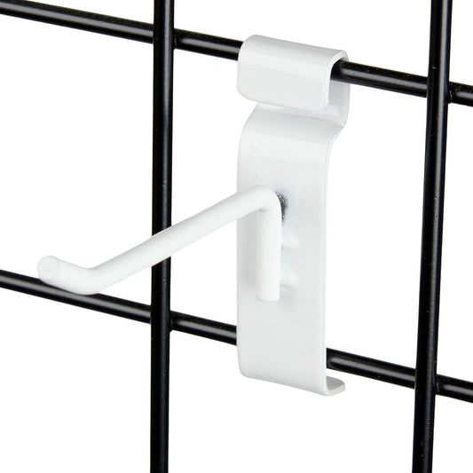 Grid Hooks -(12) White Metal Grid Peg hook for Gridwall 6"