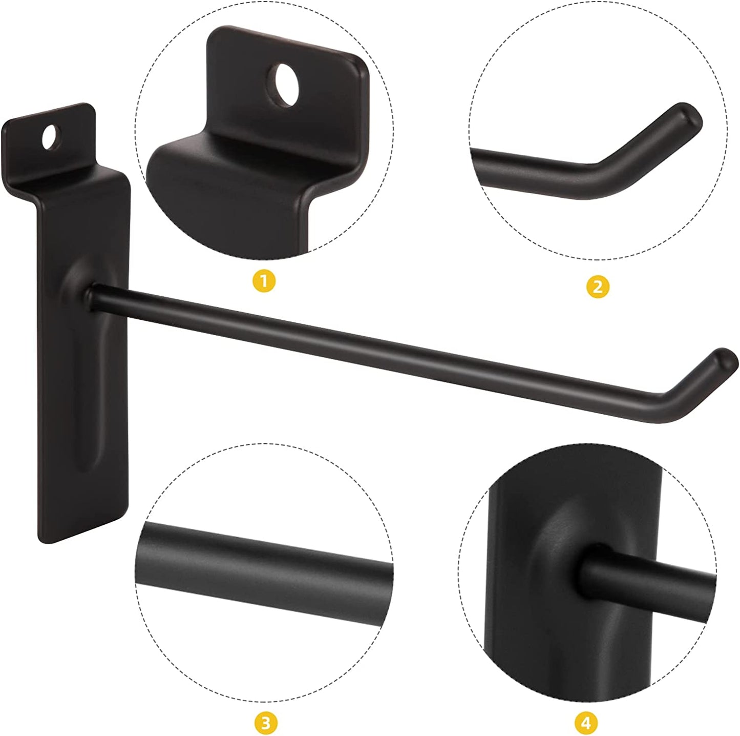 Slatwall (12) Black Metal Hooks 6", 8" for Slat wall