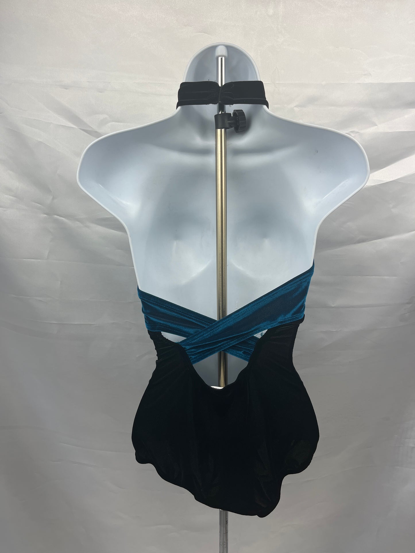 Body Wrappers Velvet Black & Teal Halter Leotard Adult Medium #P7030