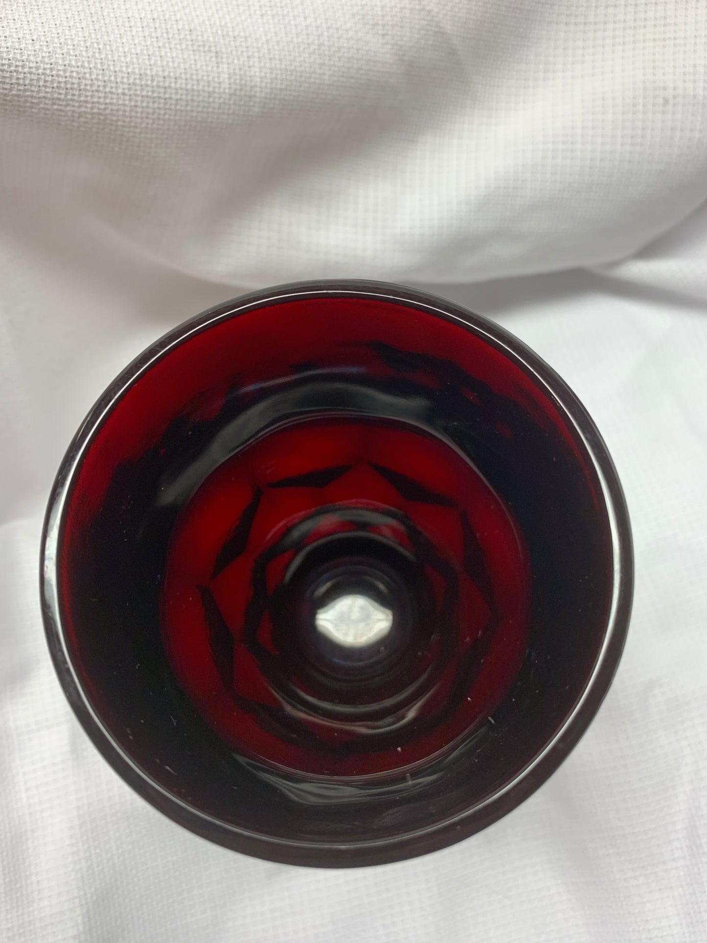 Viking Ruby Red Georgian Thumbprint 8 Oz Pedestal Water Goblet