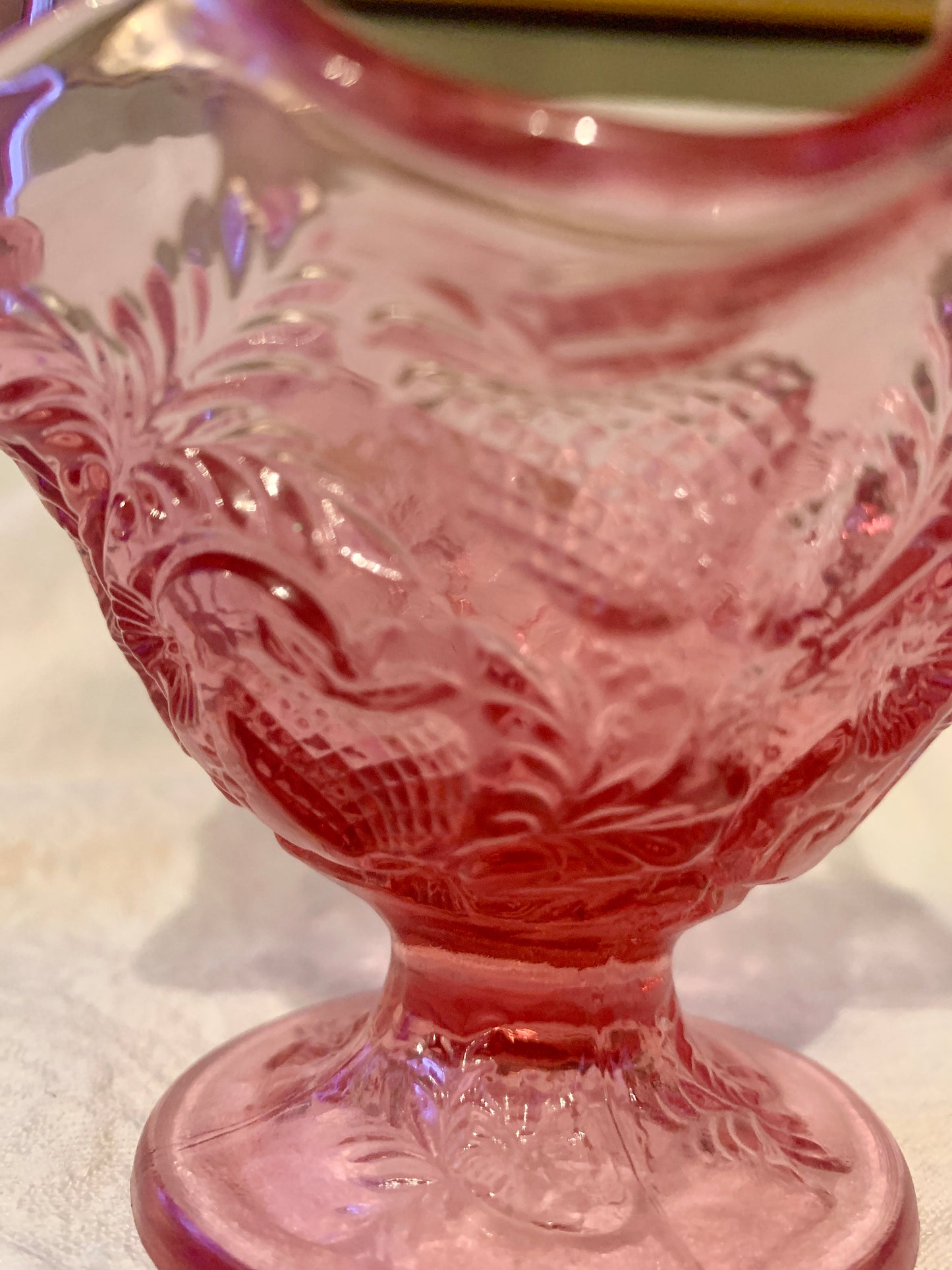 Fenton Mini Dusty Rose Vintage Glass Basket Strawberries