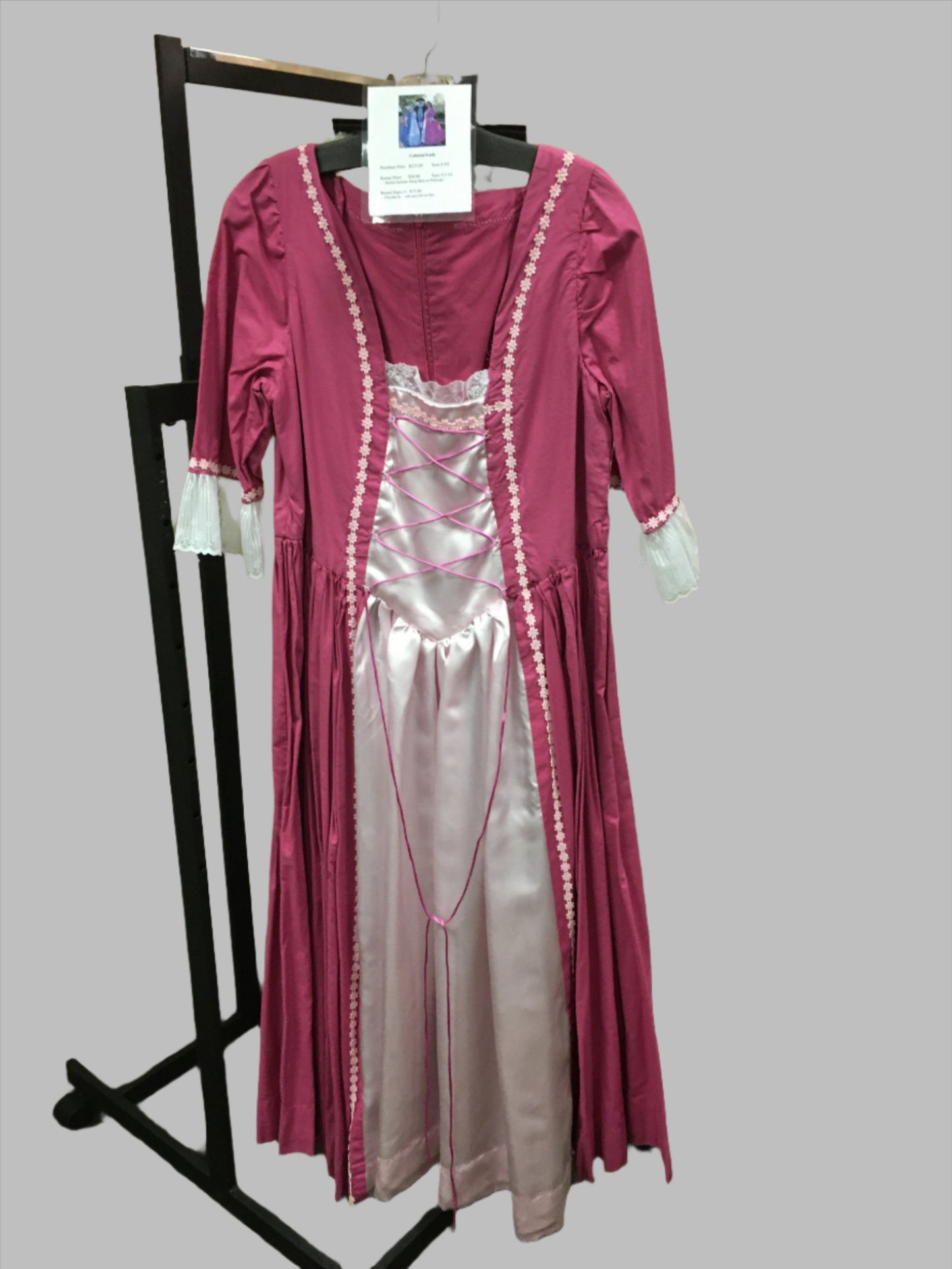Colonial, Pioneer Women's Dress, Pink, Yellow & Blue