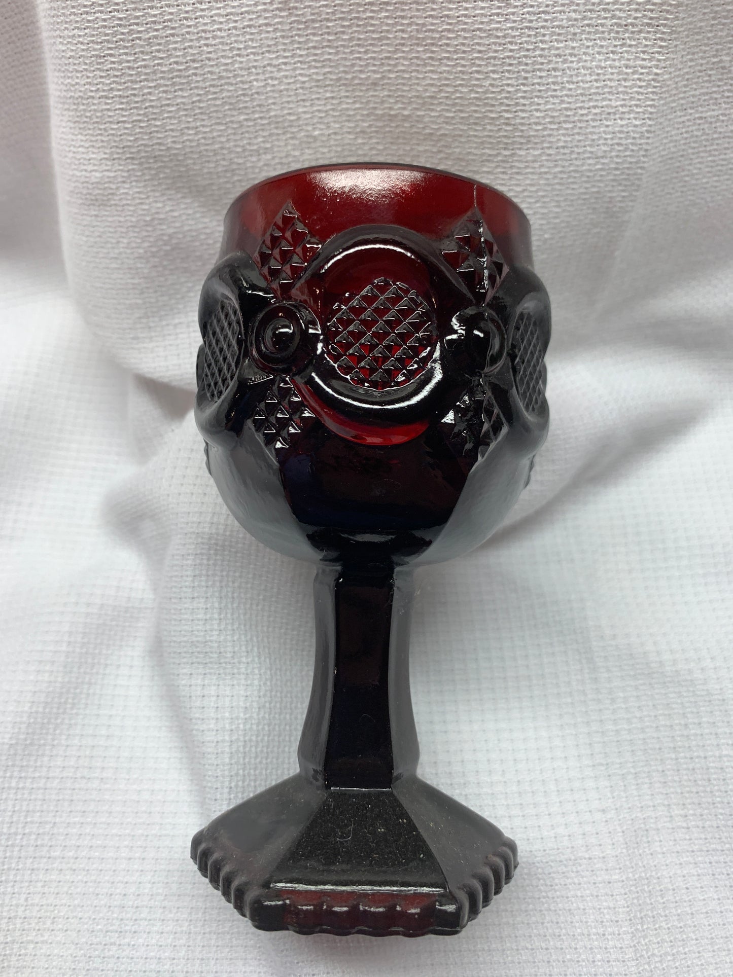 Vintage Ruby Red Glass Dessert Plates Cape Cod by Avon 7 1/2" VG preowned