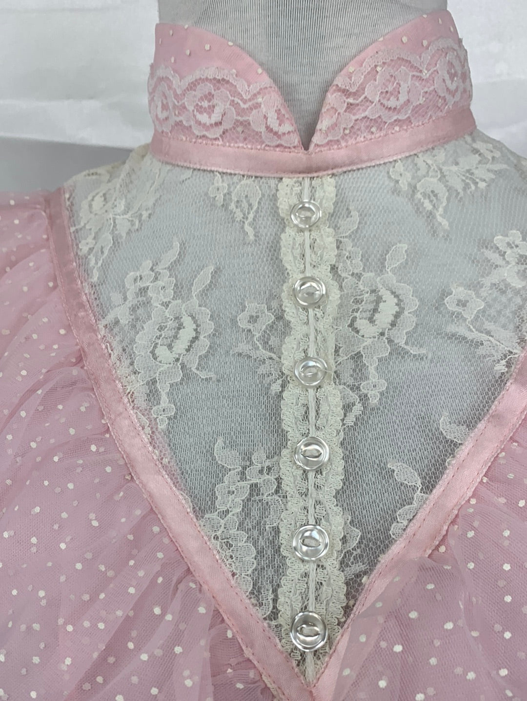 Vintage Pink Victorian Adult Dress, Ladies Melodrama , 1970's -Small