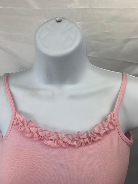 Pink Child Girls Medium 6-7 Ruffled Cami style Leotard