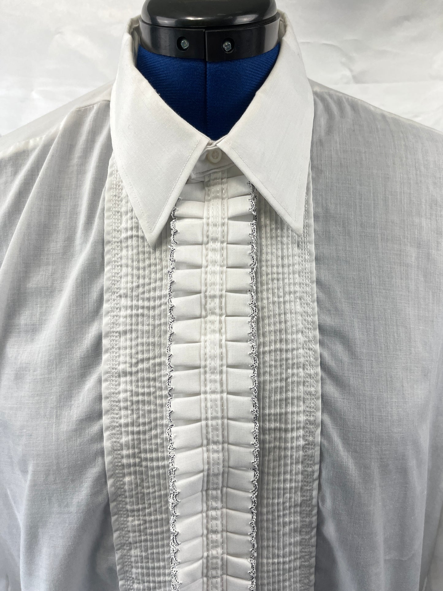 Vintage Tuxedo Shirt -Ruffled Front Men's White 17 1/2" x 33" -Preowned