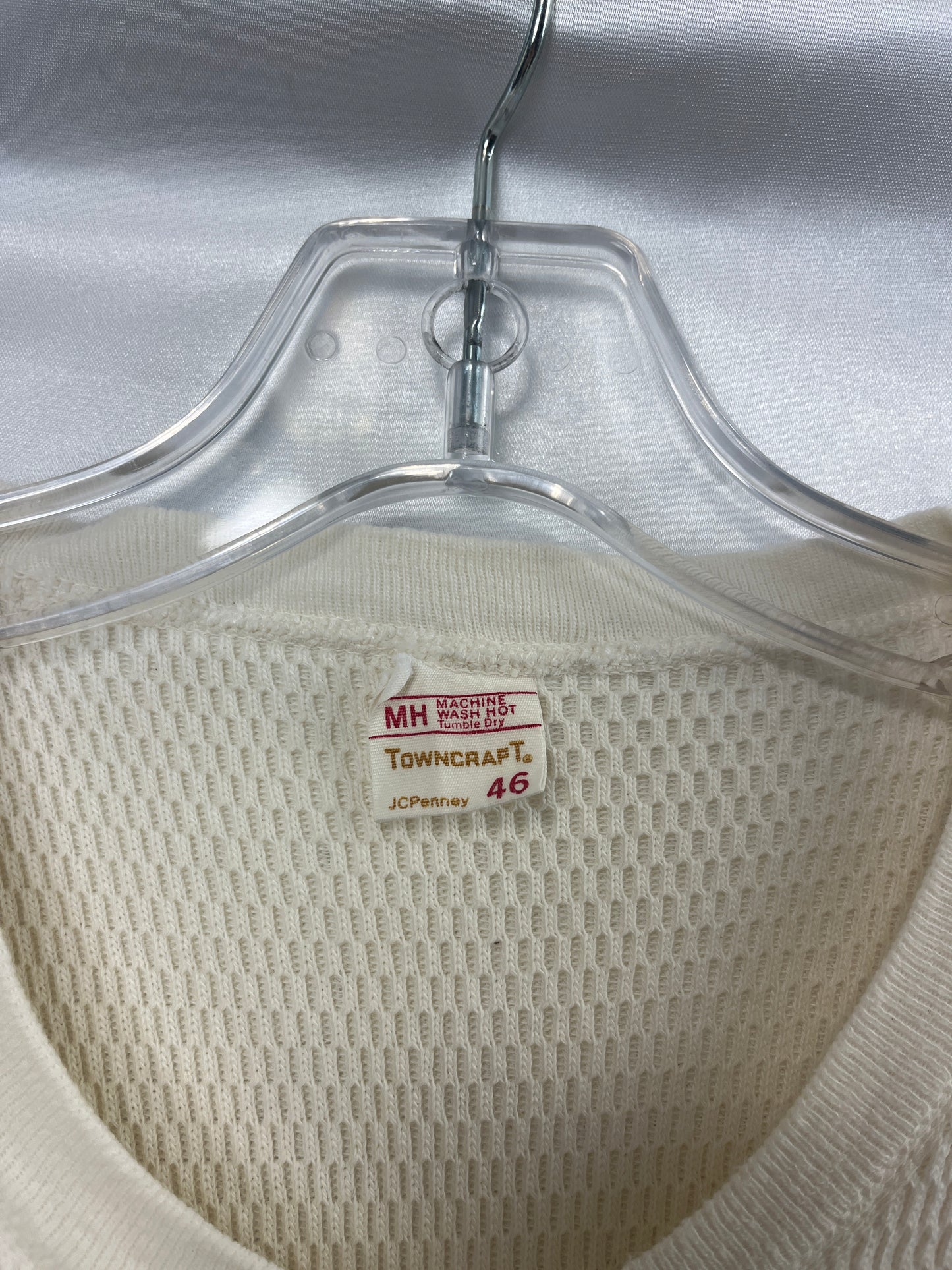 Vintage Union Suit Long Johns Ribbed TownCraft Small White Preowned