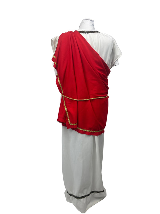 Roman Senator Men OS Dlx Tunic Red Drape Costume Preowned