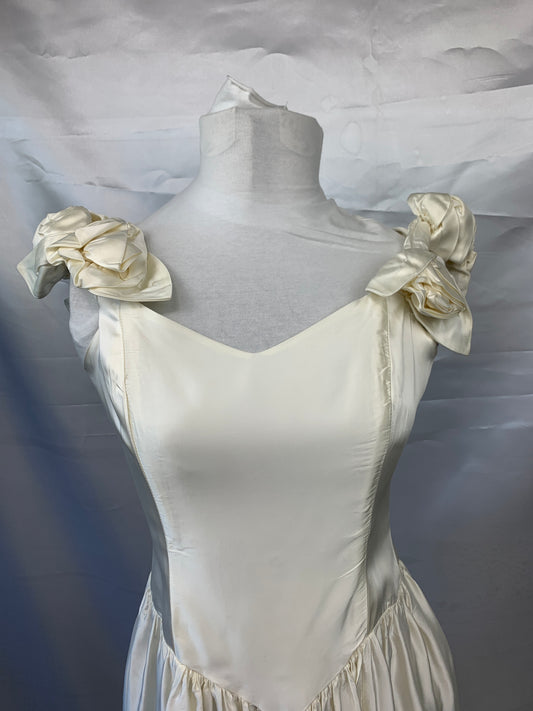 Wedding / 70's Prom Dress Off White Women XS