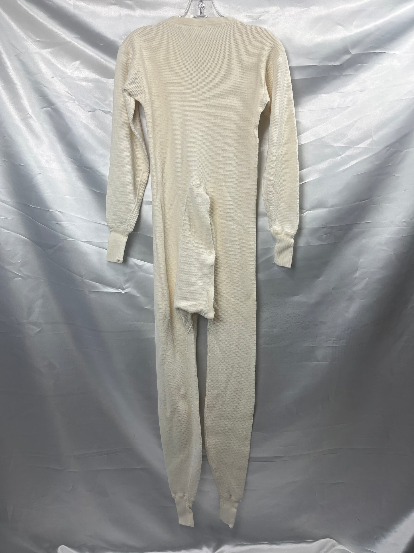 Vintage Union Suit Long Johns Ribbed TownCraft Small White Preowned