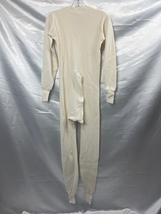 Vintage Union Suit Long Johns Ribbed TownCraft  Small White Preowned