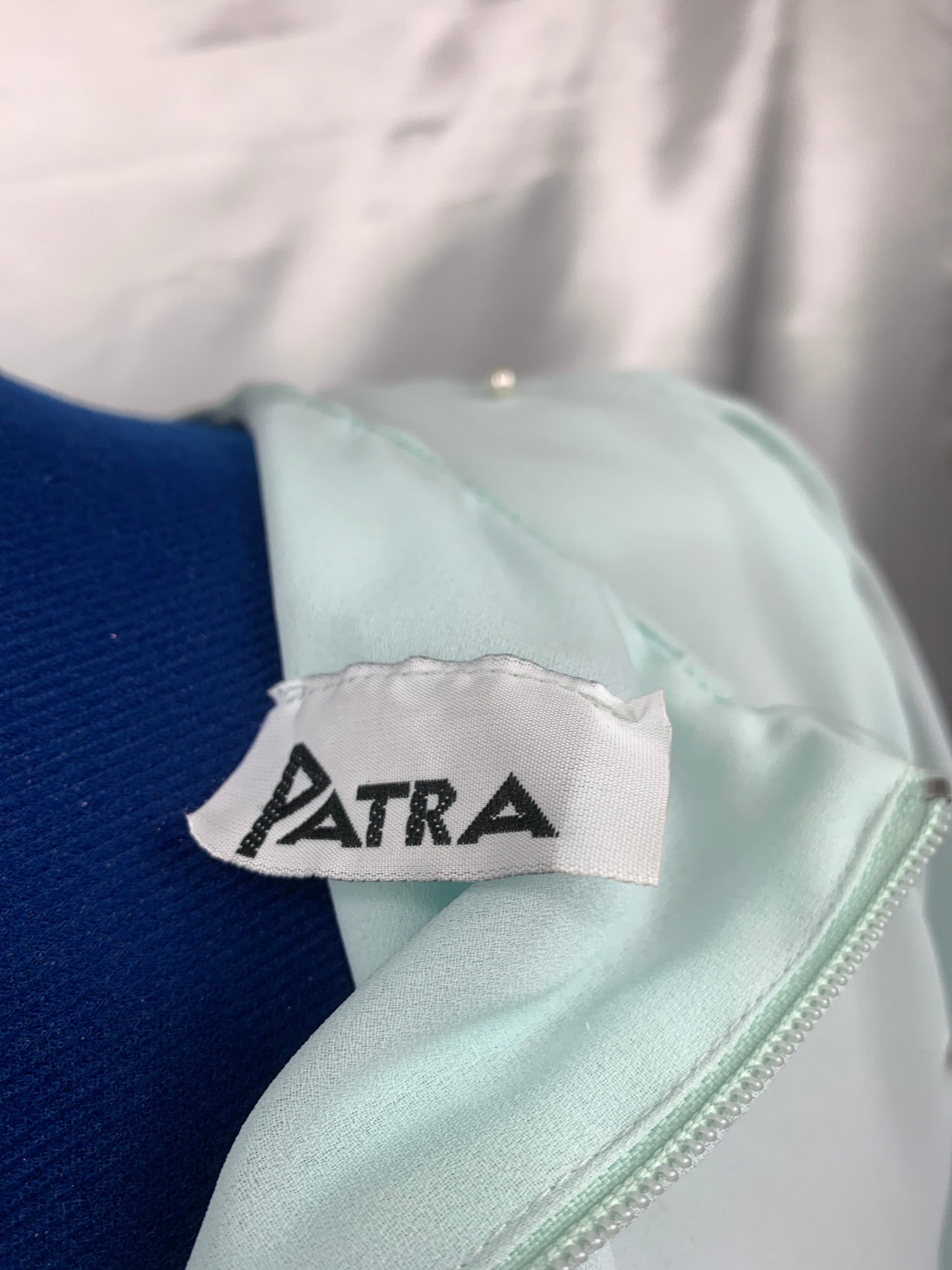 Vintage Seafoam Dress, Long Sleeves Charleston, 1980's Women's Size 16 Patra