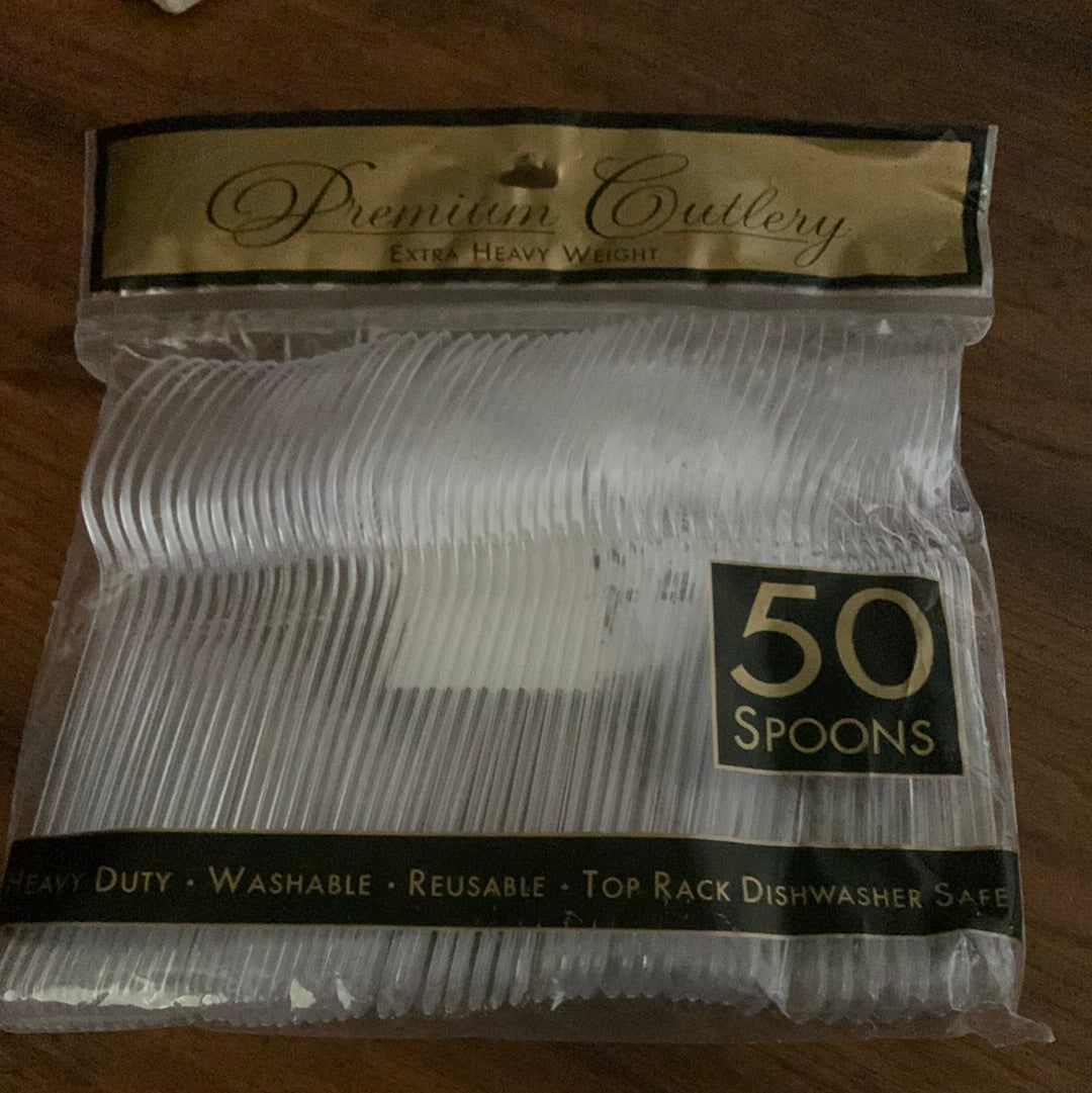 Spoons Heavy Duty Plastic Cutlery - 50 Count