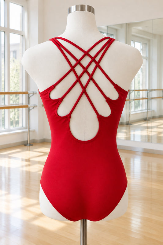 Body Wrappers Red Crossover Cami Ballet Leotard Ladies XLG #612