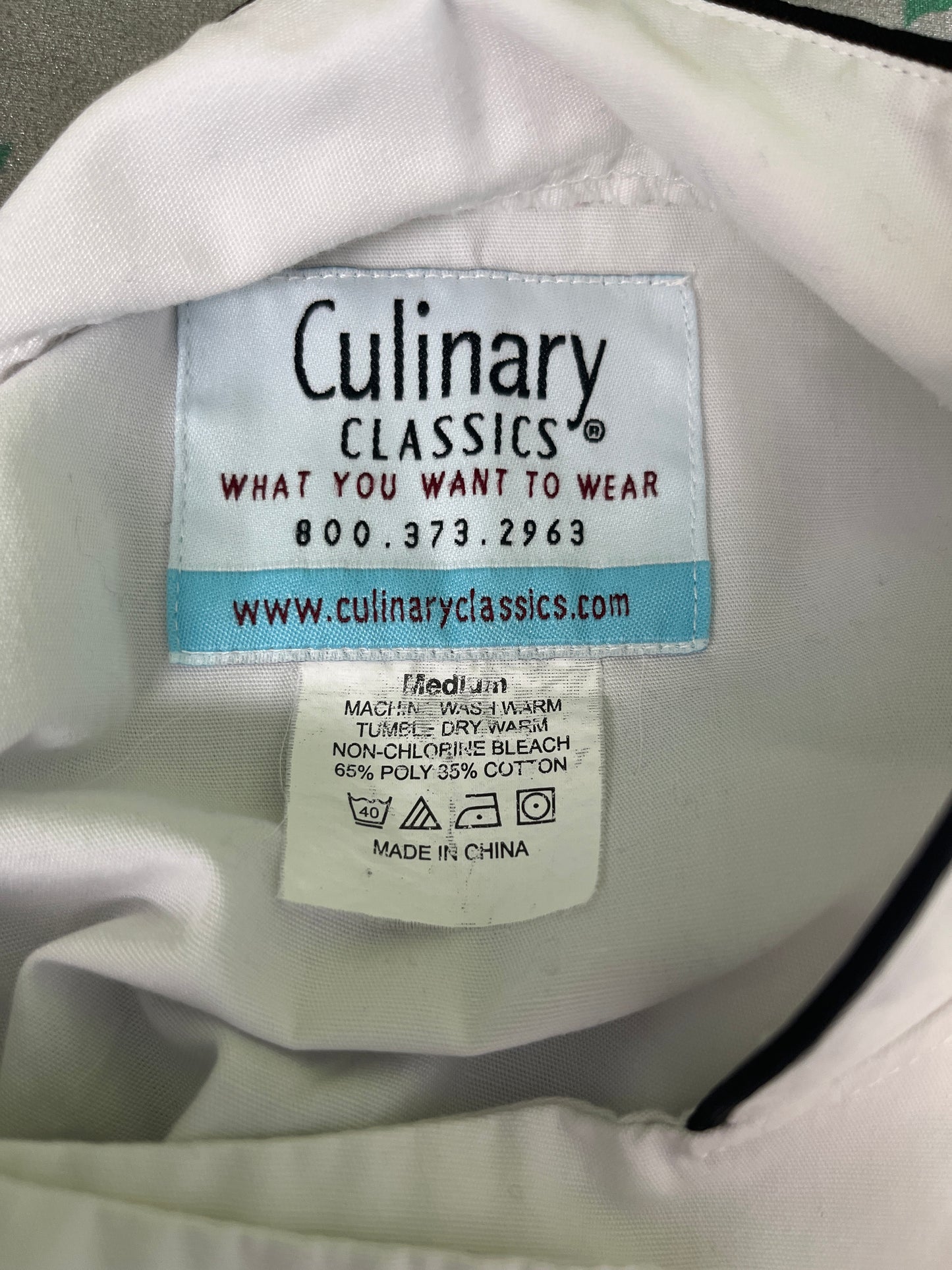 Chef Culinary Jacket - Men's Medium White long Sleeve, Black trim