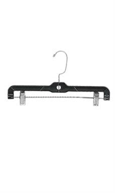 14" Black Plastic Skirt and Pants Hangers Metal Clips -25
