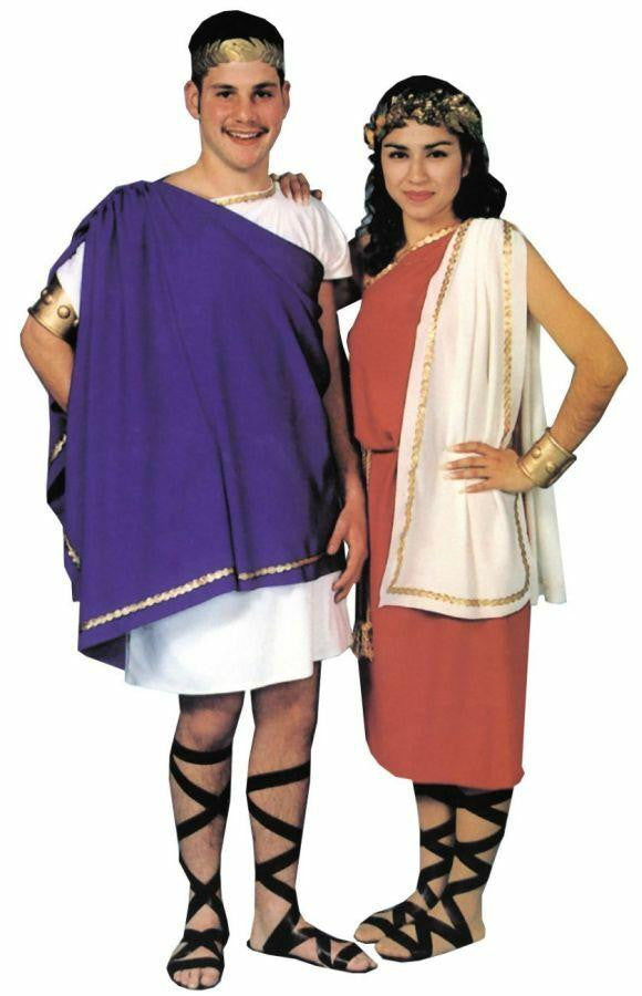 Roman Senator Men OS Dlx Tunic Red Drape Costume Preowned