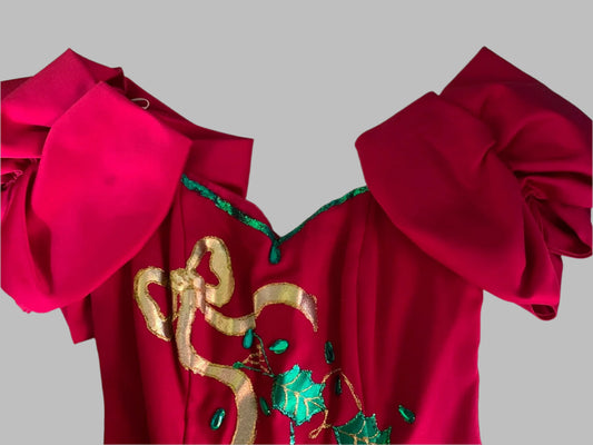 Holiday Dress Adult Women's Costume w/Ivy applique, Small