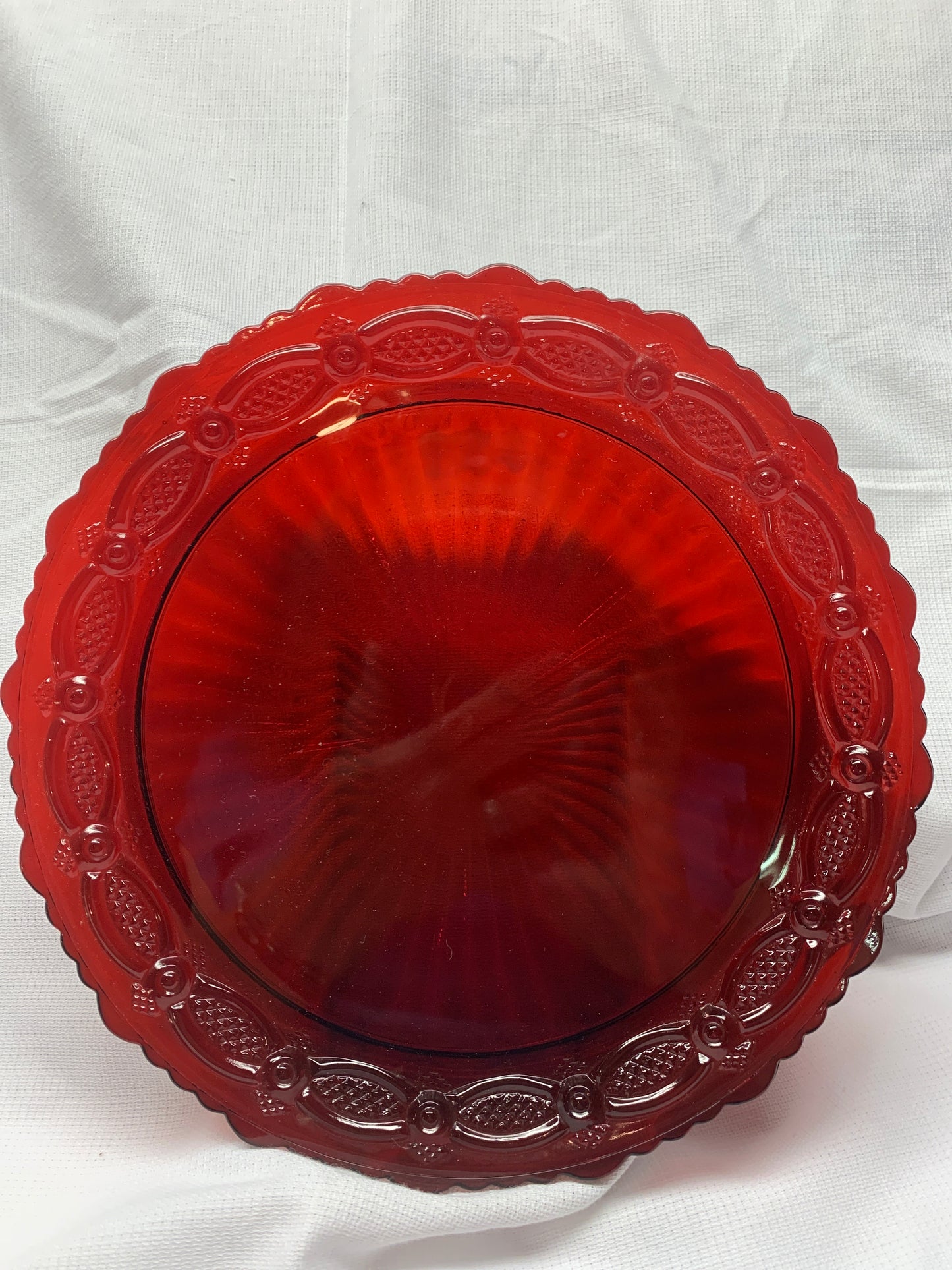 Vintage Ruby Red Glass Dessert Plates Cape Cod by Avon 7 1/2" VG preowned