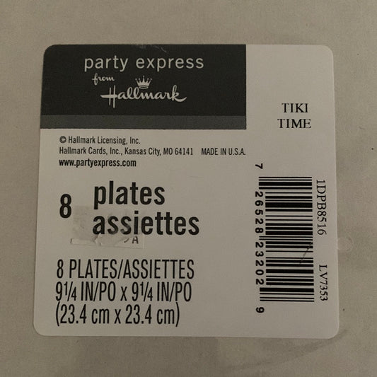 Tiki Time Square Paper Lunch 9" Plates - 8 Count