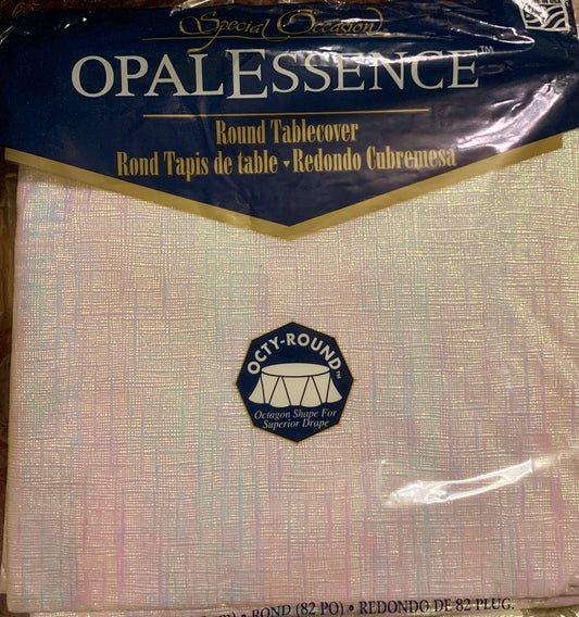 Metallic Opalescence 82" Round Table Cover Opal White