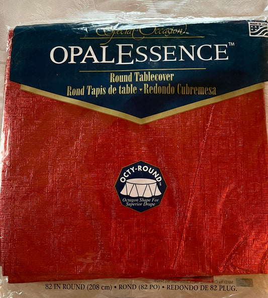 Metallic Opalescence 82" Round Table Cover Red