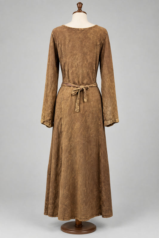 Retro 1970's Boho Hippie Brown Dress Small Adult Ladies Preowned