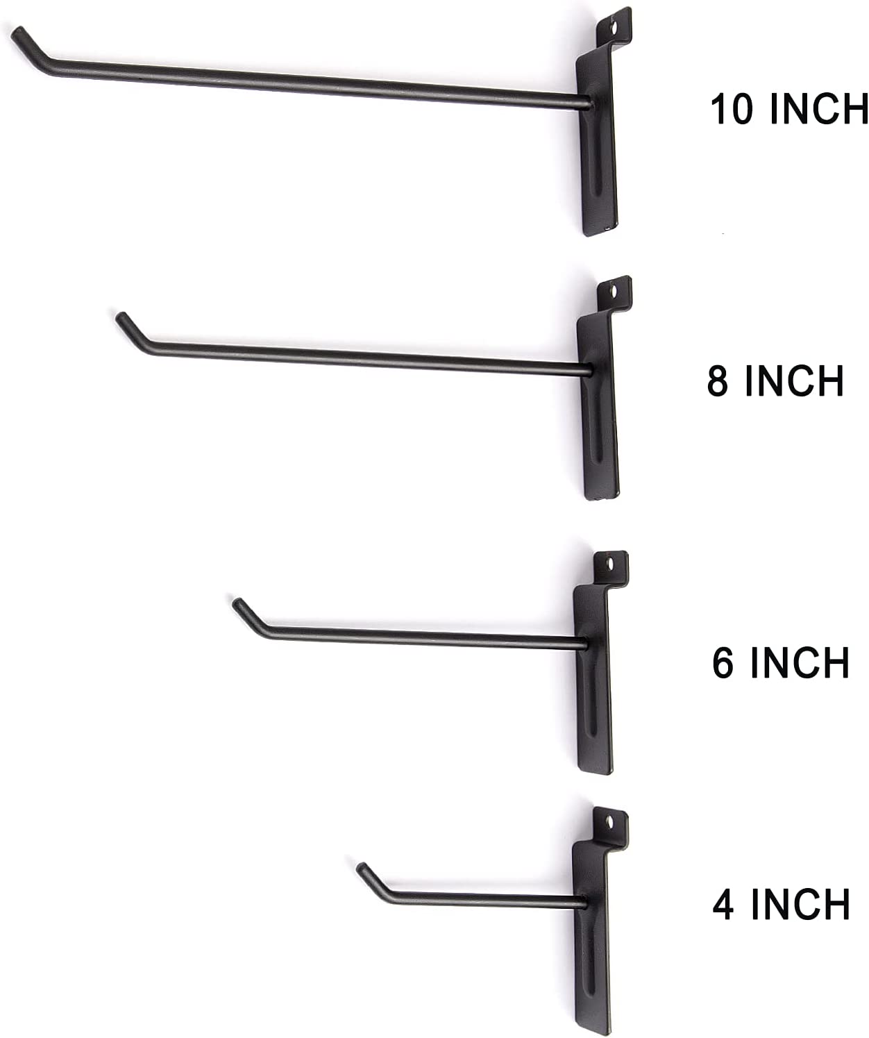 Slatwall (12) Black Metal Hooks 6", 8" for Slat wall