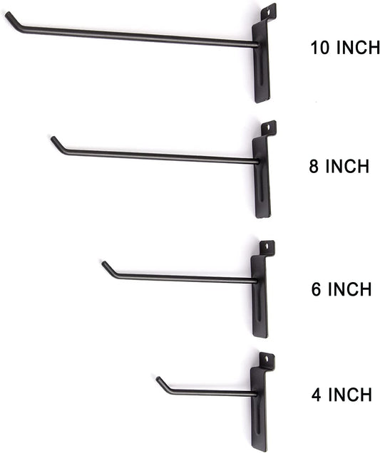 Slatwall (12) Black Metal Hooks 6", 8" for Slat wall