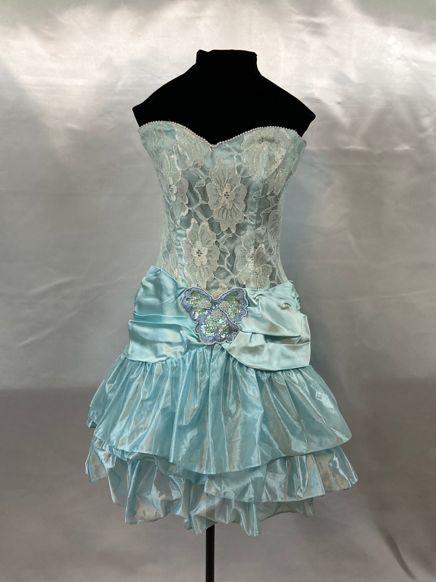 1980's Light Blue Sleeveless Vintage Dress Size XSmall