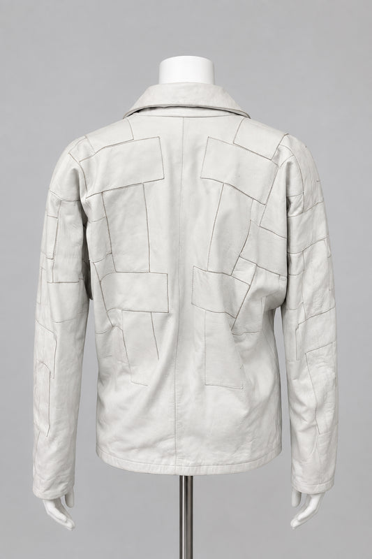 Leather 80's White 1980's Jacket matching belt Size 38