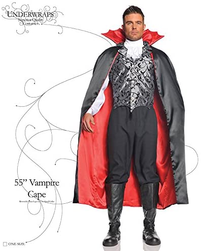 55" Vampire Black and Red Cape - Underwraps Men's Costumes