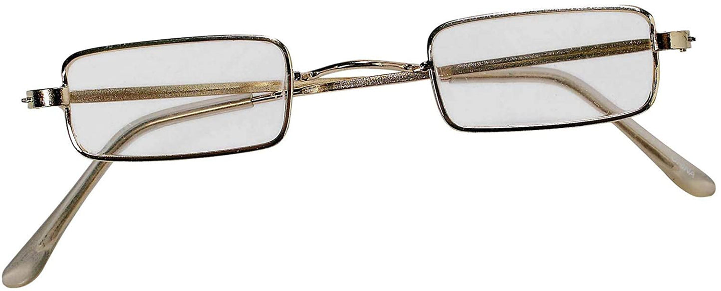 Rectangular Wire Rim Santa, Steampunk Clear lens Glasses Costume Accessory
