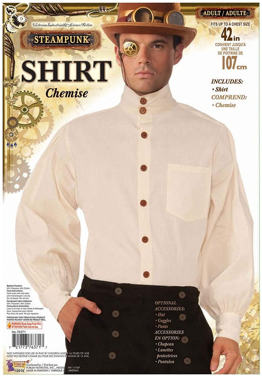 Steampunk Beige Men's Shirt Standard Size up to 42"