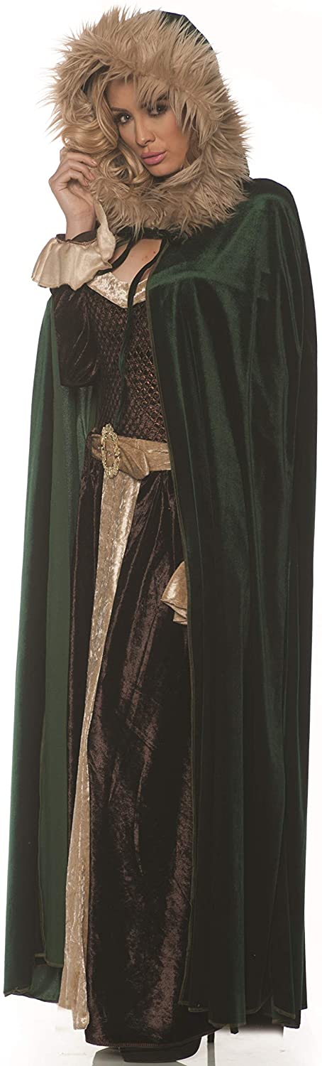 Renaissance Womens Adult Costume Cape with Hood Green