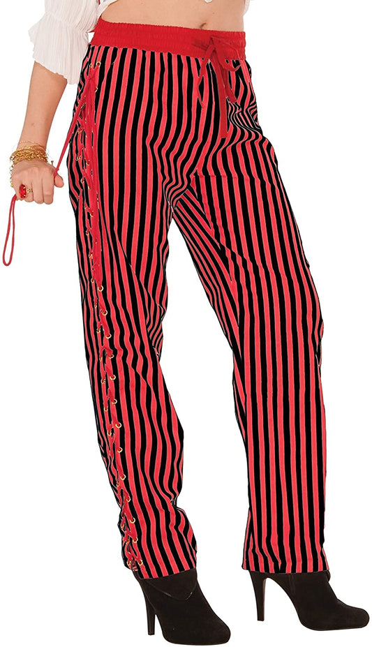 Pirate Pants, Red & Black Striped, Ladies Medium