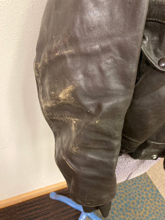 Black Flight Jacket w/fur collar Child size 18 /XS Adult