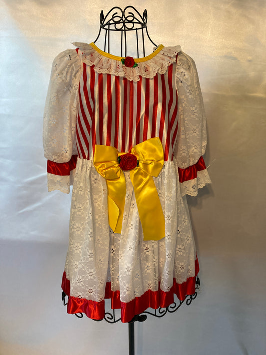 Raggedy Ann Doll Child Medium Dress  & Wig Costume
