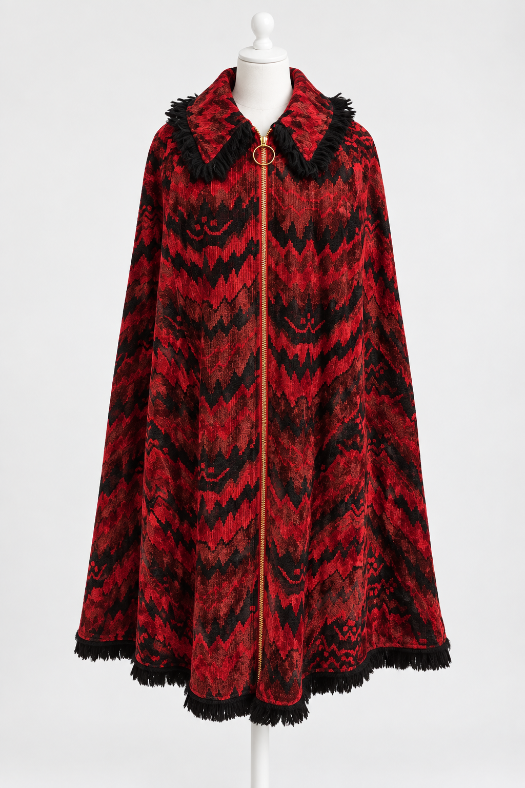 Cape Cloak Vintage Red & Black Adult - Large
