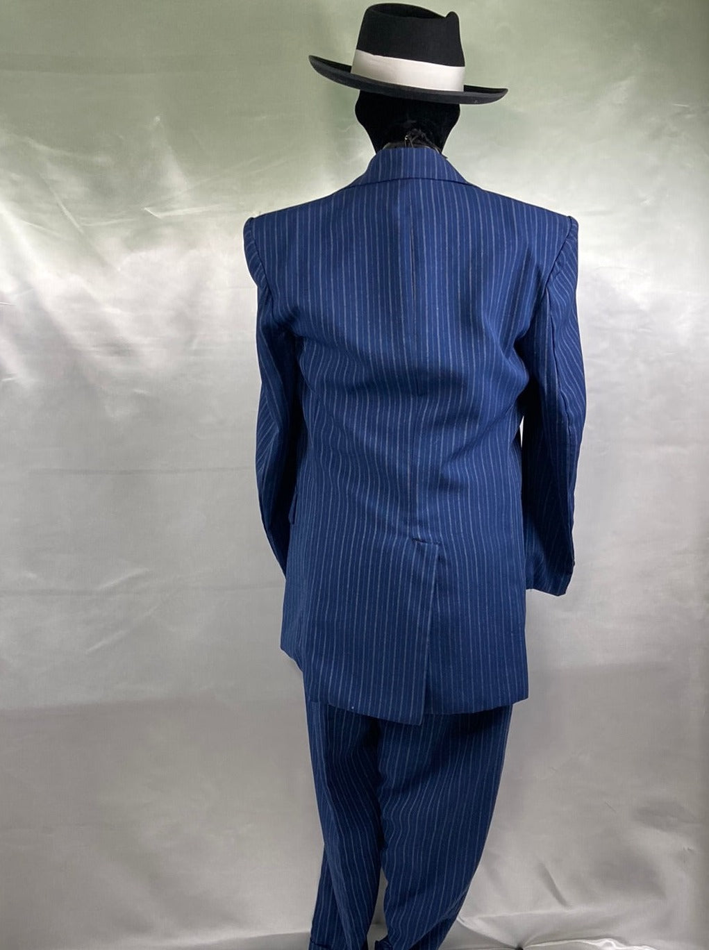 Zoot Suit Blue Striped Mobster Costume Men's Medium - Preowned